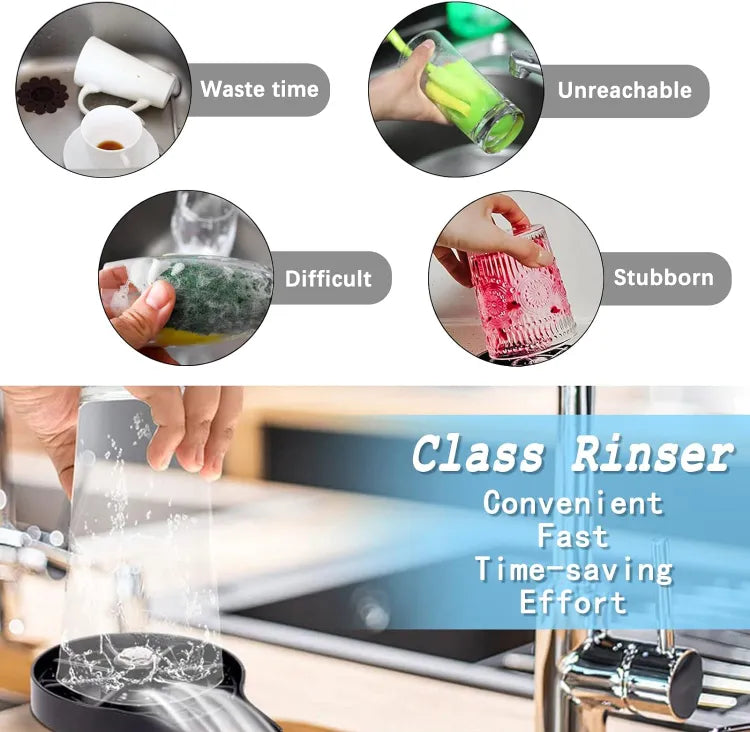 High Pressure Faucet Glass Rinse Automatic Cup Washer Bar Kitchen